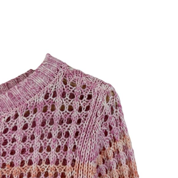 Talbots Small Crochet Knit Sweater Pastel Rainbow 3/4 Sleeve Pullover Womens - Picture 5 of 12